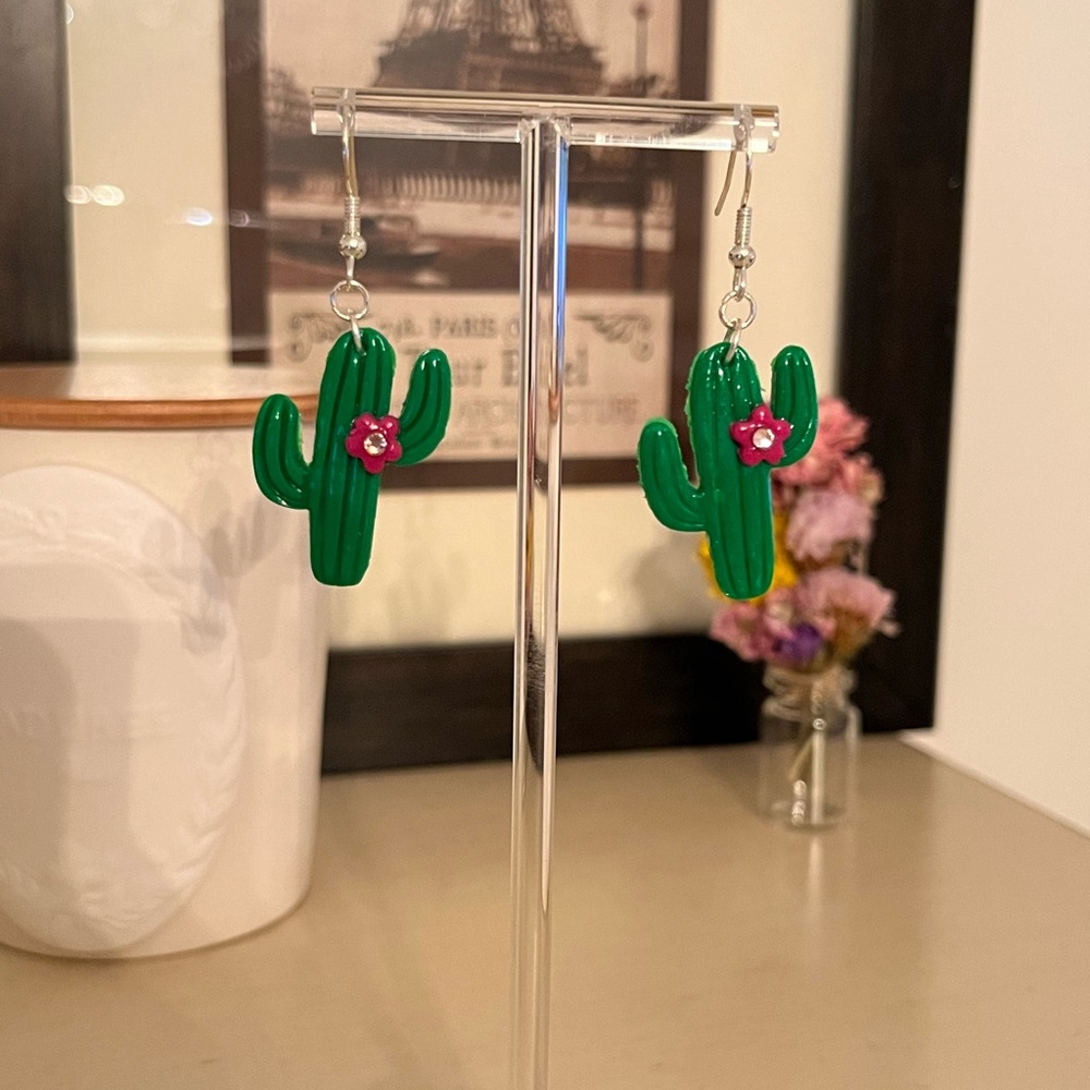 Polymer Clay Cactus earrings